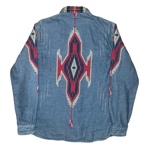 Vintage RRL Ralph Lauren Southwestern Polo Jacquard Chimayo Long Sleeve Workshir - Picture 9 of 11